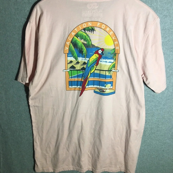 Mens Rowdy Gentleman Pocket Tee Shirt Pink Tourist Vacation Parrot Tropical - Picture 5 of 5